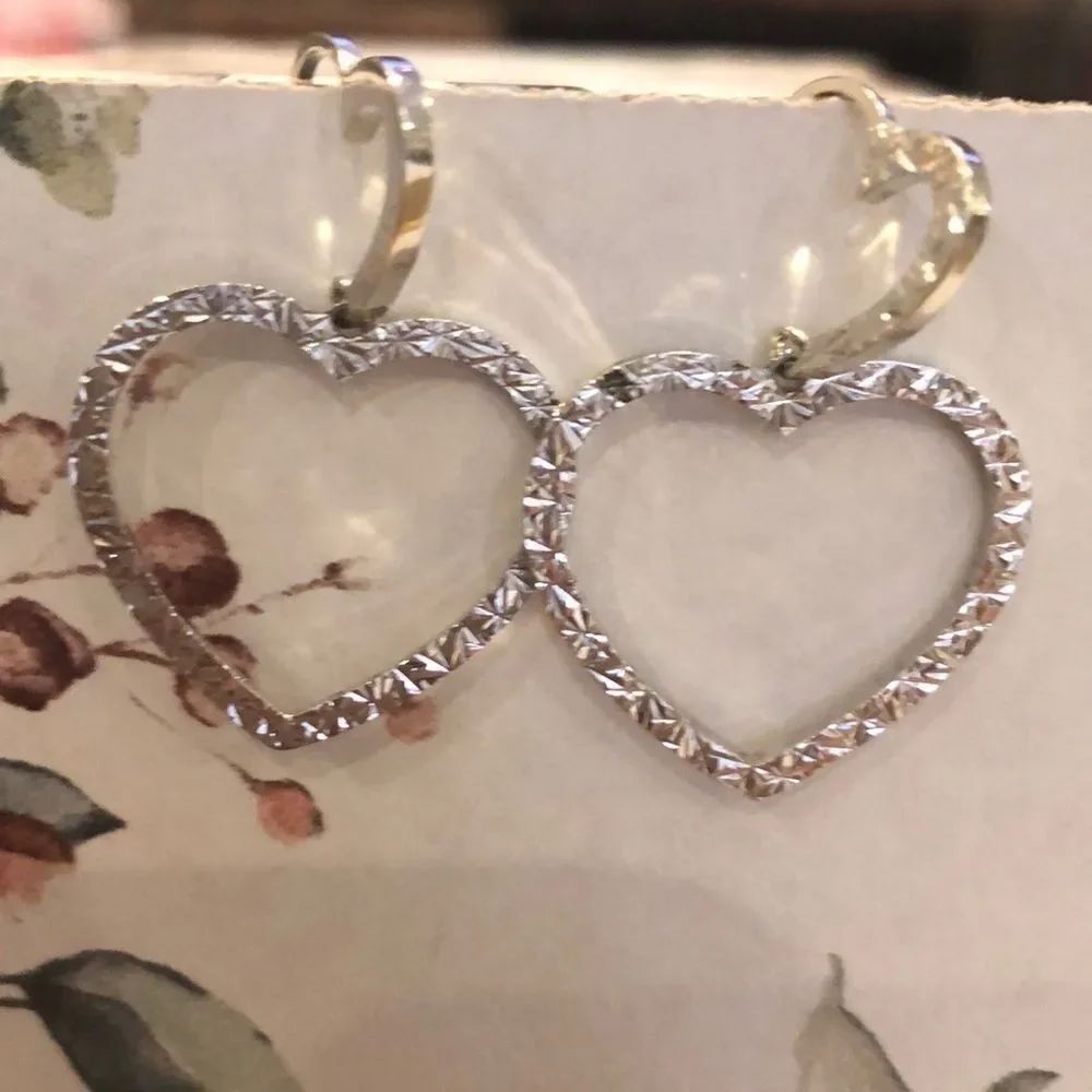 Heart silver drop earrings